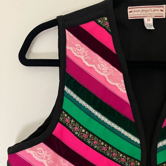 Vintage Aunt Abigail's Attic Striped Fabric Vest Size Medium - Picture 3 of 9